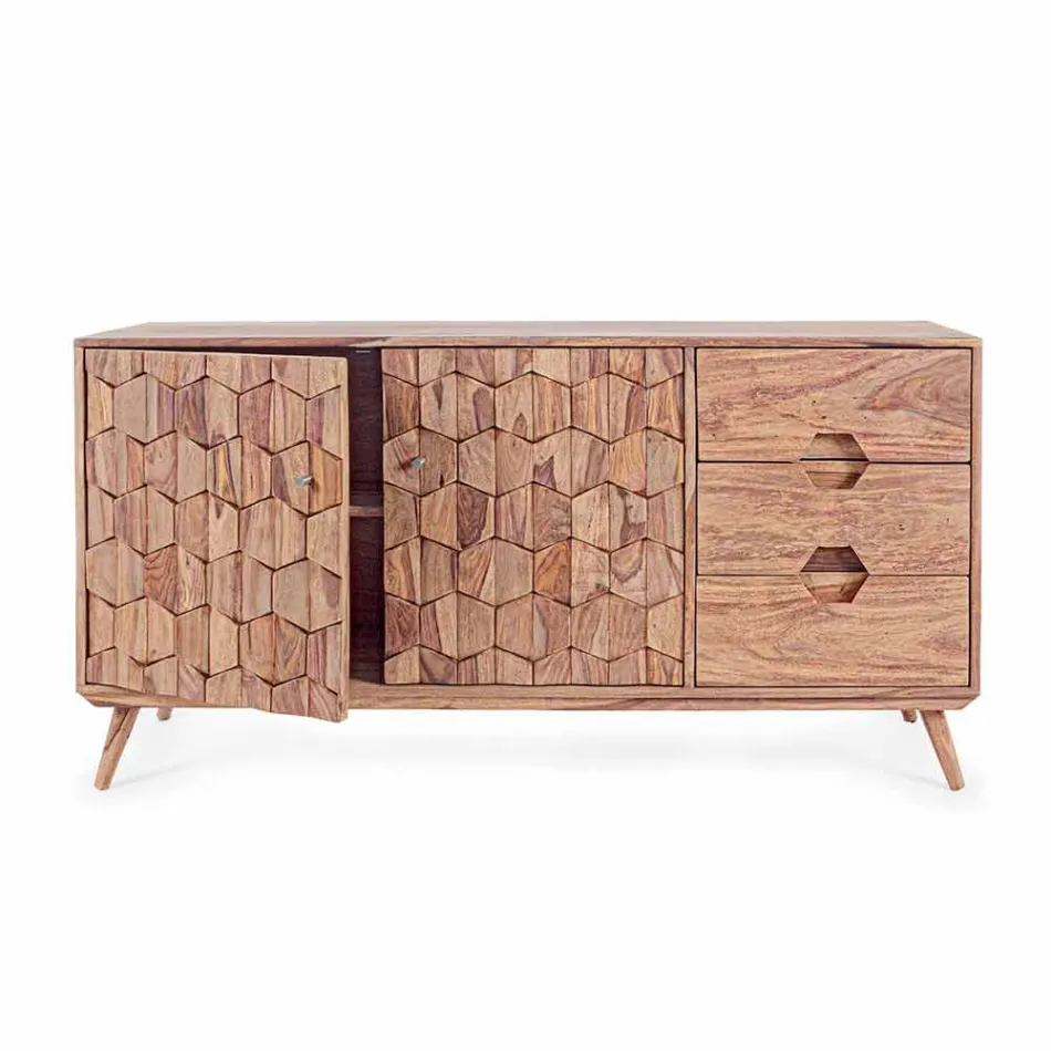Sideboard aus Naturholz mit Türen und Schubladen Homemotion - Ventador Viadurini