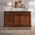 Sideboard aus patiniertem Walnussholz mit Liliendekor, hergestellt in Italien – Kirsche