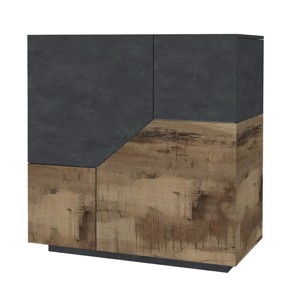 Sideboard aus Melaminholz 3 Räume und 2 Regale Made in Italy - Alyssa Viadurini