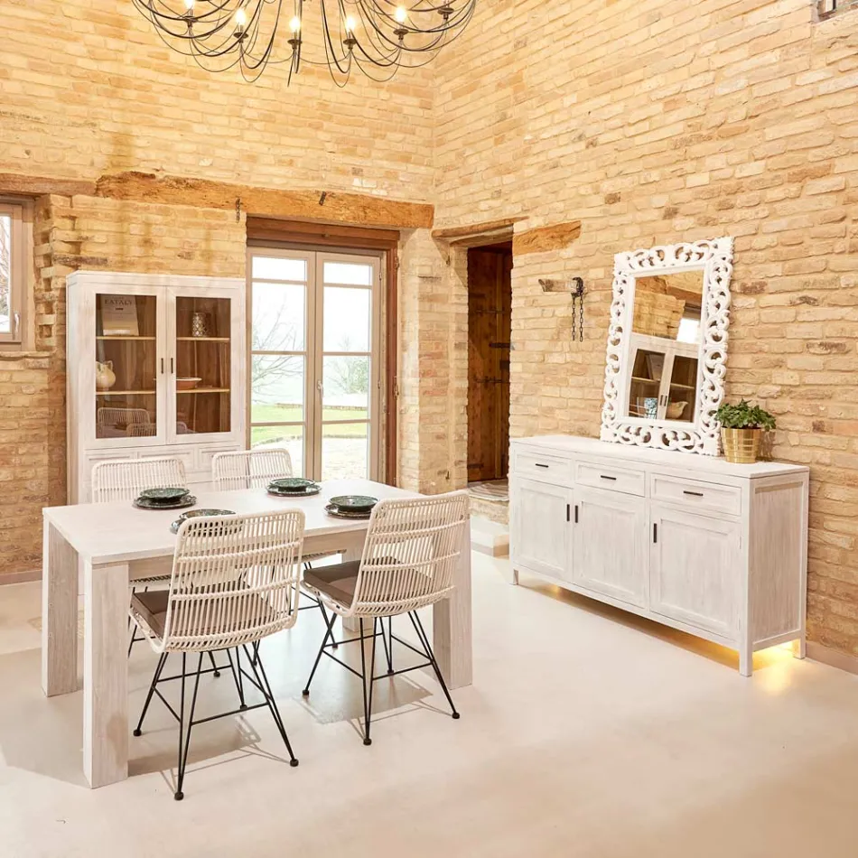 Sideboard aus massivem Teakholz mit 3 Türen und 3 Schubladen - Sumo Viadurini