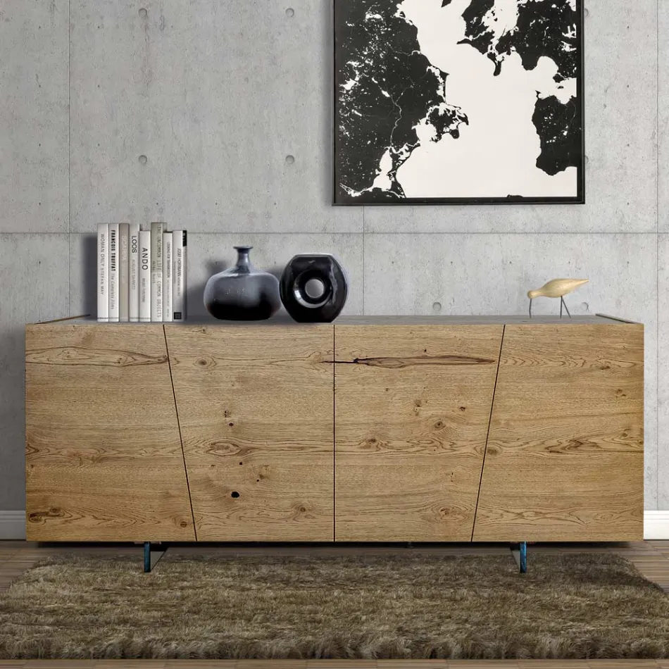 Living Sideboard mit 4 Türen aus Massivholz Made in Italy - Khal Viadurini