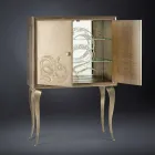 Modernes Sideboard mit 2 Türen aus Massivholz und Joy Anilinleder Viadurini