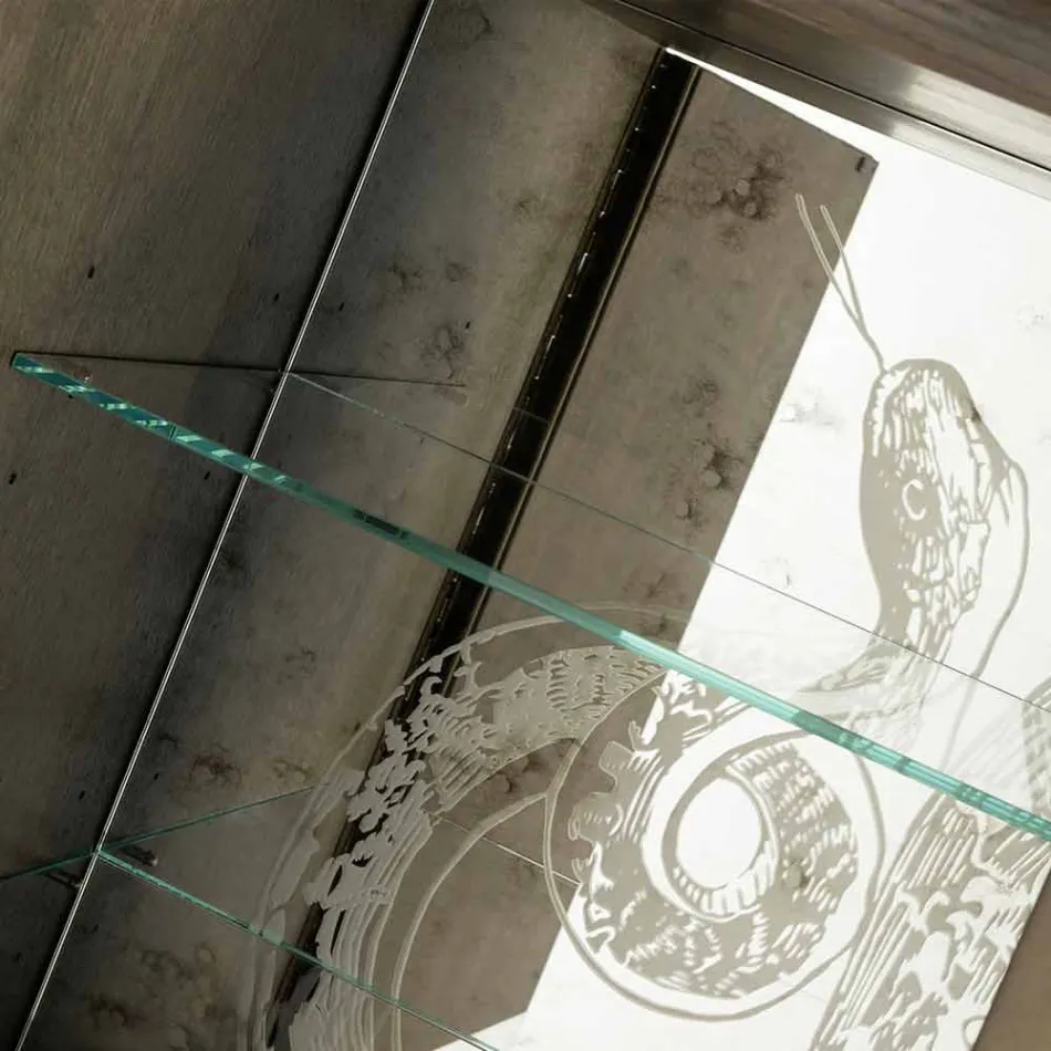 Modernes Sideboard mit 2 Türen aus Massivholz und Joy Anilinleder Viadurini