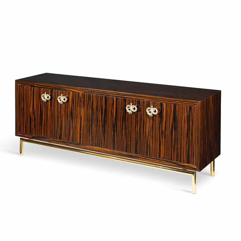 Modernes Sideboard mit 4 Türen aus glänzendem Ebenholz Ada 2 Viadurini