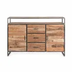 Modernes Sideboard mit Struktur aus Akazienholz und Stahl Homemotion - Posta Viadurini