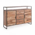 Modernes Sideboard mit Struktur aus Akazienholz und Stahl Homemotion - Posta