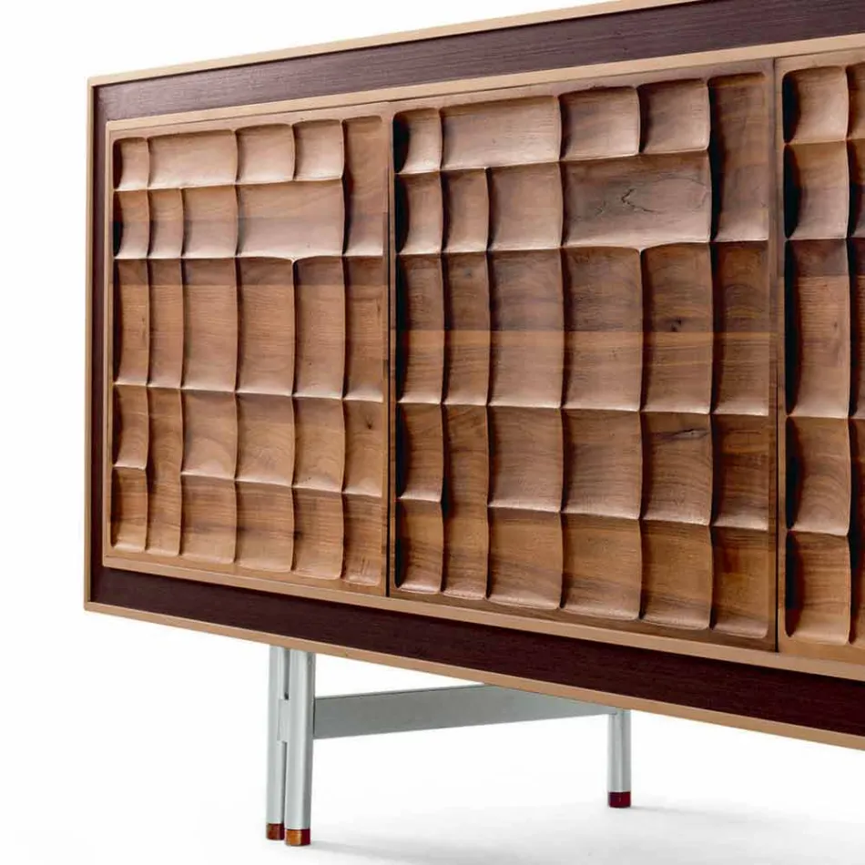 Modernes Design Sideboard mit 3 Türen aus Massivholz Anna Viadurini