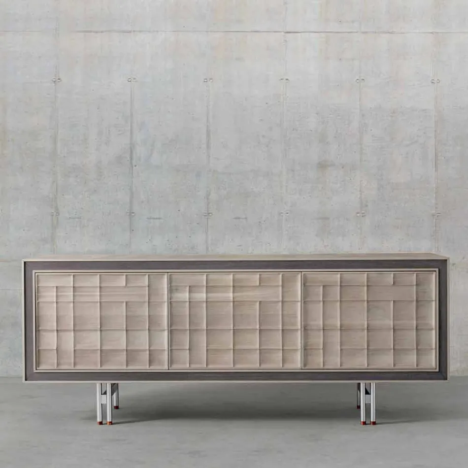 Modernes Design Sideboard mit 3 Türen aus Massivholz Anna Viadurini