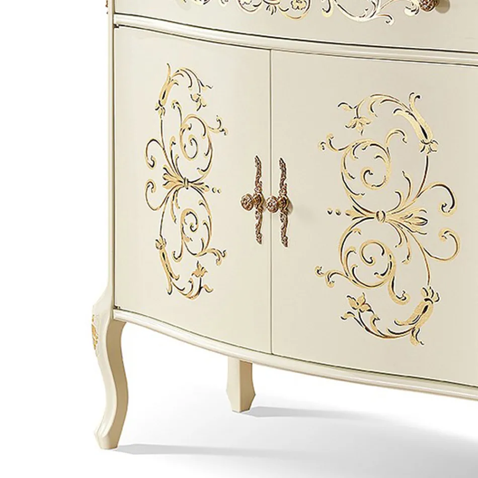 Wohnzimmer-Sideboard aus Nussbaum oder weißem Holz und Intarsien Made in Italy - Katerine Viadurini