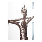 Weißes und graues Kruzifix, hergestellt mit Lasergravur, hergestellt in Italien – Egle Viadurini