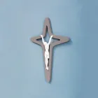 Weißes und graues Christo-Kruzifix mit Lasergravur, hergestellt in Italien – Teresa Viadurini