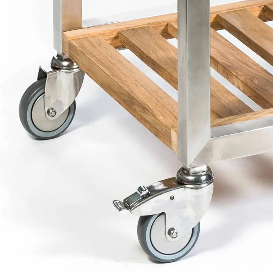 Außenküche aus Stahl und Holz mit Teppanyaki - Buoncalliope Viadurini