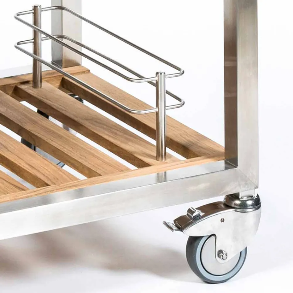 Außenküche aus Stahl und Holz mit Teppanyaki - Buoncalliope Viadurini