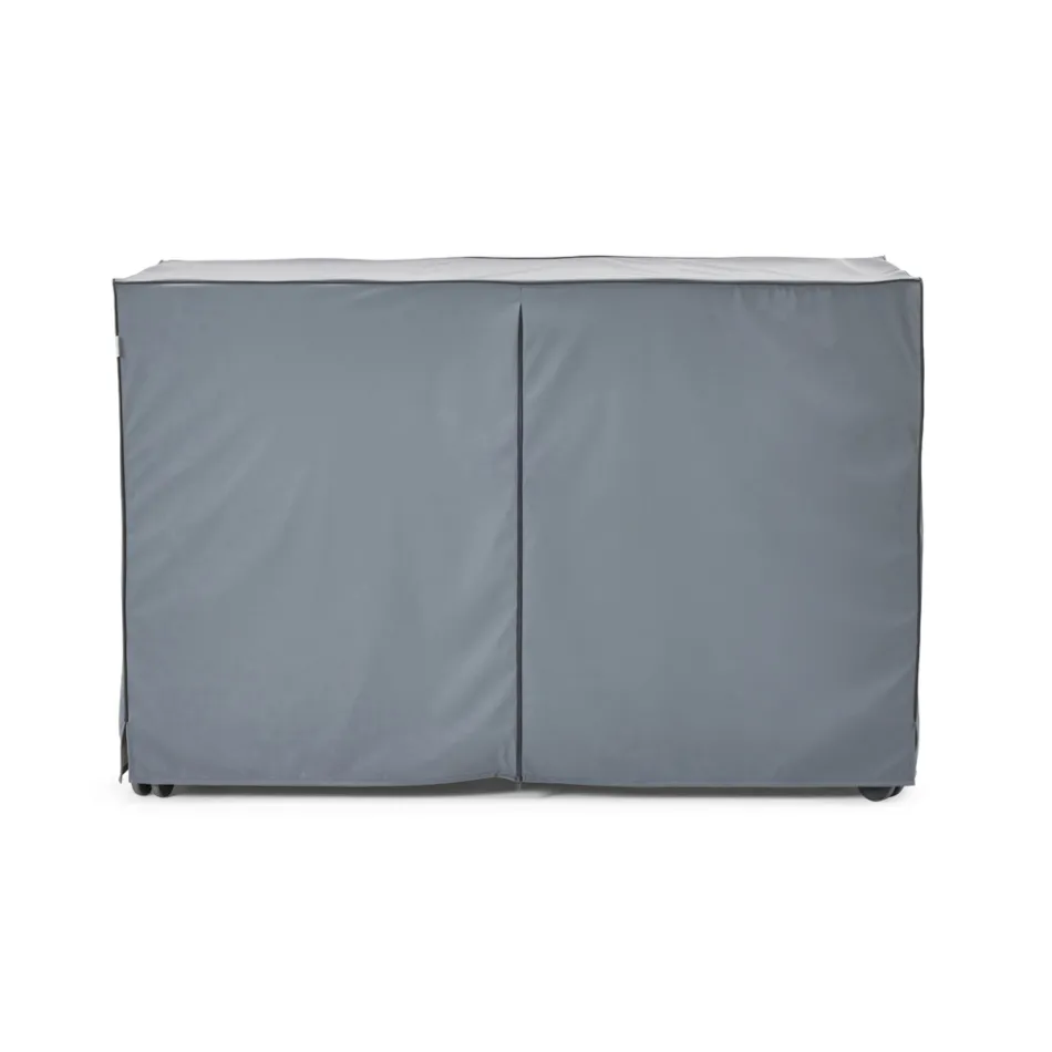 Outdoor-Küche 140x65x93 cm aus massivem Teakholz und Aluminium - Convivial Viadurini