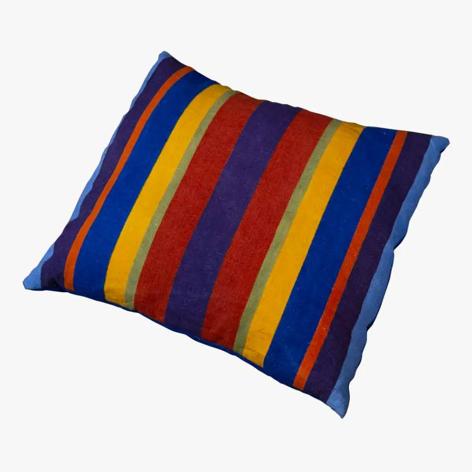 Kissen der italienischen Kunst in Hanf gemalt und handgenäht Unikat Viadurini