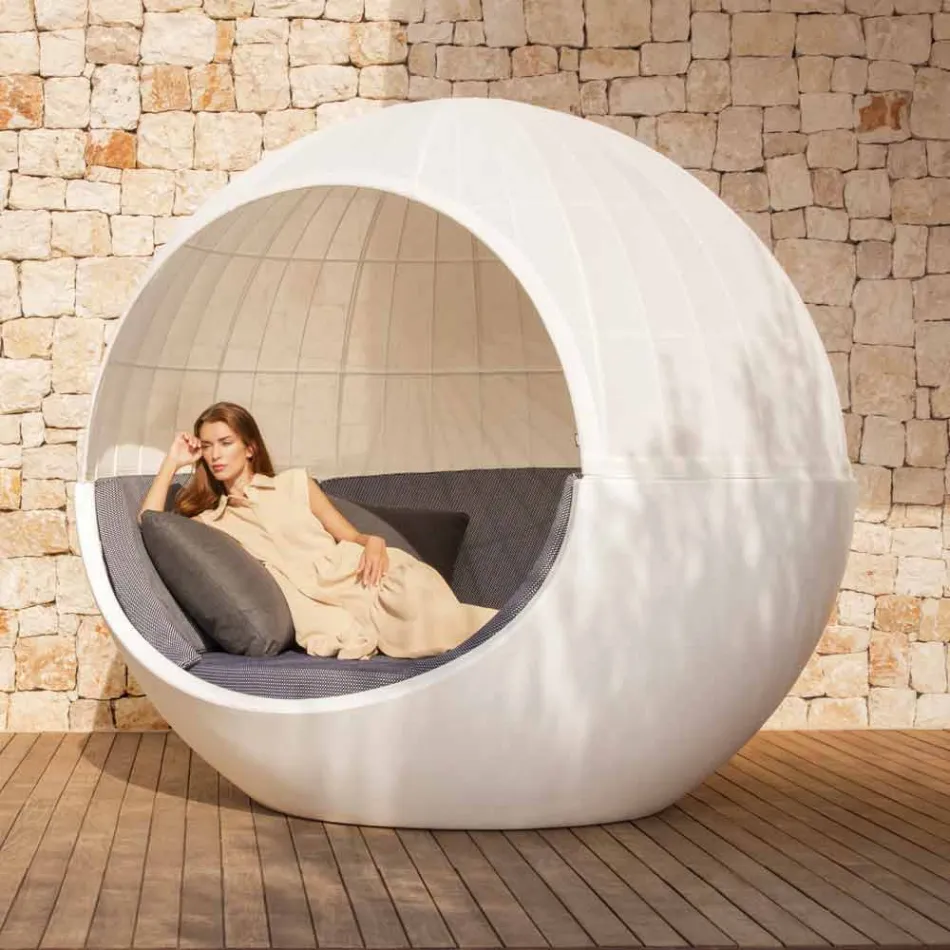 Luxus rundes Design Garden Daybed mit Sonnenschirm - Ulm Moon von Vondom Viadurini