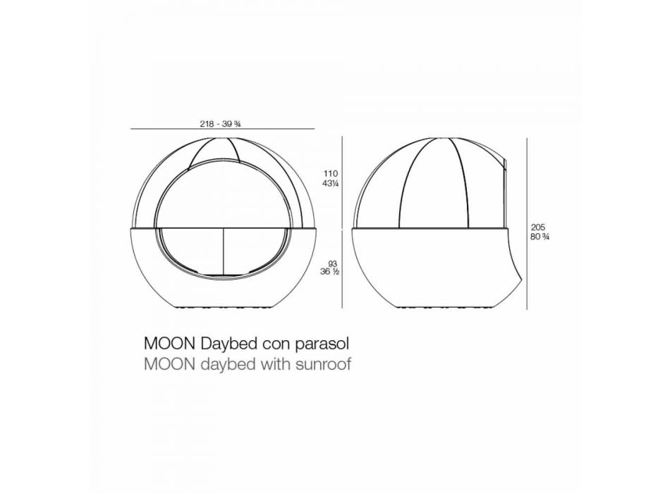 Luxus rundes Design Garden Daybed mit Sonnenschirm - Ulm Moon von Vondom Viadurini