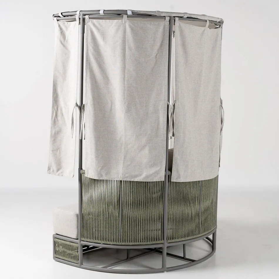 Gartenliege aus Teakholz, Aluminium und Seil mit Kissen - Arcangelo Viadurini