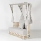 Gartenliege aus Teakholz, Aluminium und Seil mit Kissen - Arcangelo Viadurini