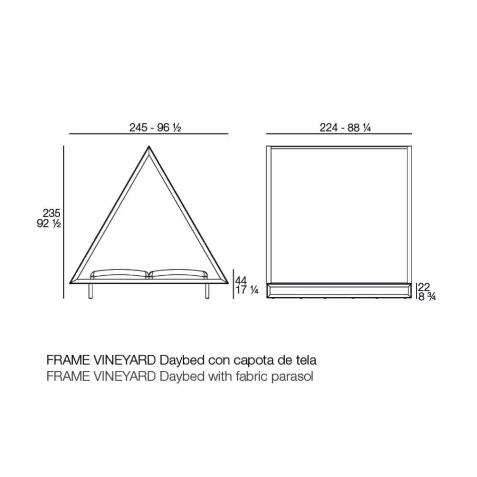 Tagesbett im Freien aus Aluminium und luxuriösem Designgewebe - Frame Vineyard von Vondom Viadurini