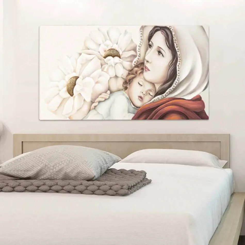 moderne Mutter mit Kind Malerei in Blattgold Dekorationen Scott Viadurini