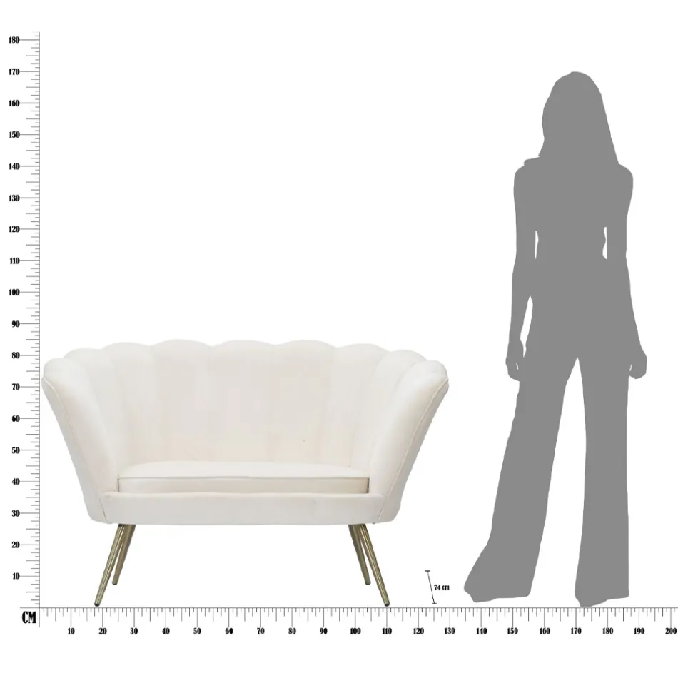 Modernes 2-Sitzer-Sofa aus Samt mit goldenen Eisenfüßen - Annina Viadurini