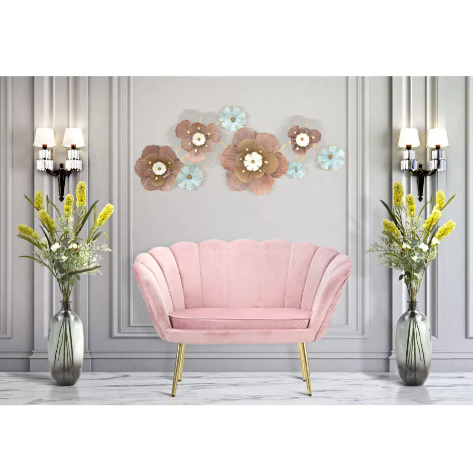 Modernes 2-Sitzer-Sofa aus Samt mit goldenen Eisenfüßen - Annina Viadurini