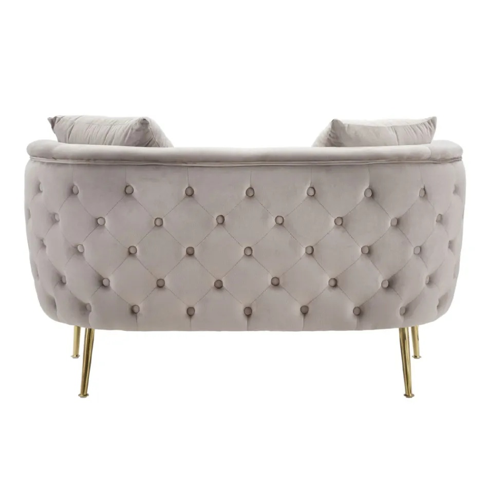 2-Sitzer-Sofa mit Samtbezug und Eisenfüßen - Annetta Viadurini