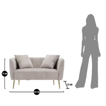 2-Sitzer-Sofa mit Samtbezug und Eisenfüßen - Annetta