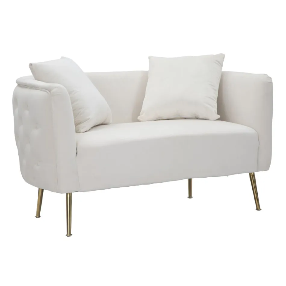 2-Sitzer-Sofa mit Samtbezug und Eisenfüßen - Annetta Viadurini