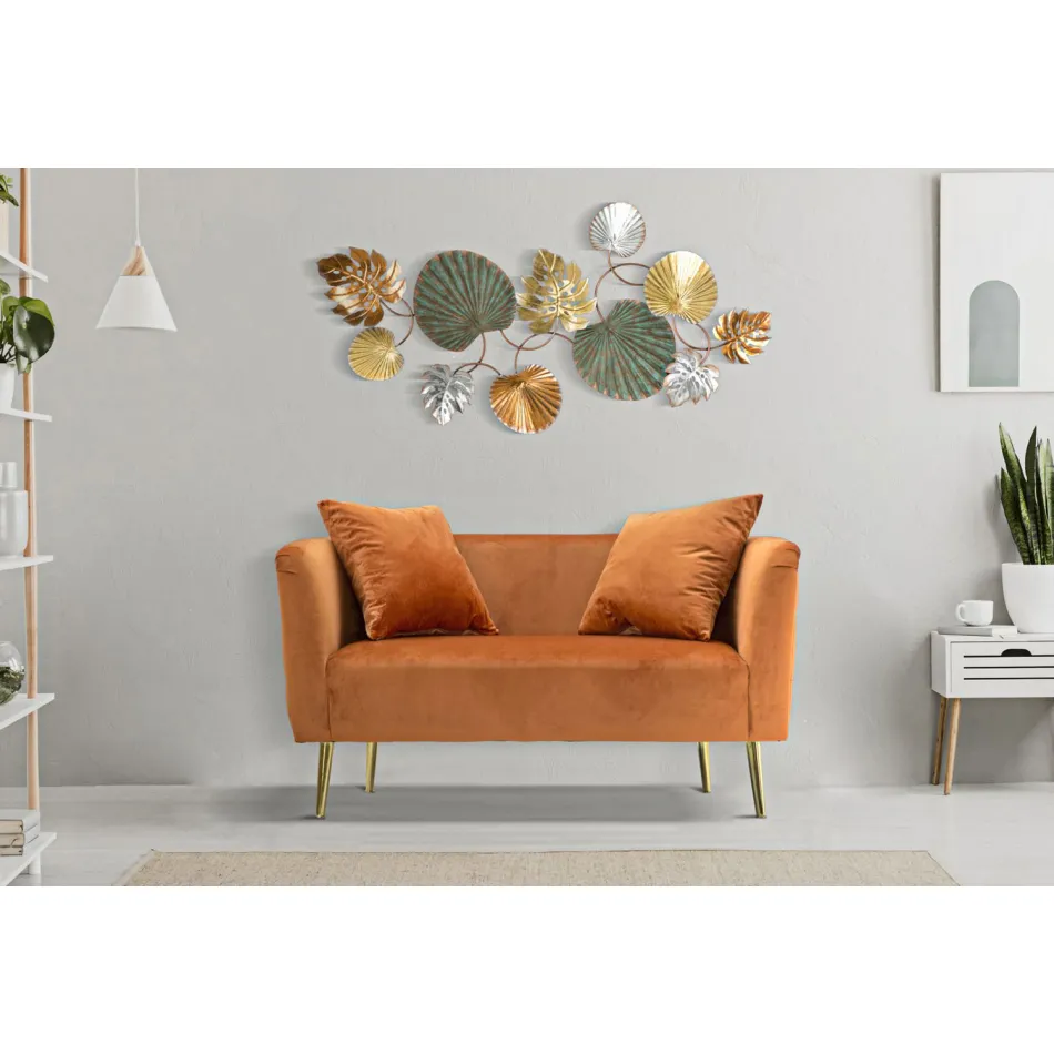 Zweisitzer-Sofa in Designer-Samt, Holz- und Eisenstruktur - Renita Viadurini