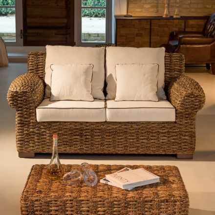 2- oder 3-Sitzer-Outdoor-Sofa in Abaca mit Kissen - Lagertha Viadurini