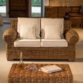 2- oder 3-Sitzer-Outdoor-Sofa in Abaca mit Kissen - Lagertha