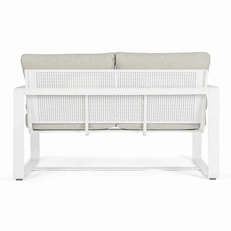 2-Sitzer-Outdoor-Sofa aus Aluminium mit Stoffkissen - Mirea Viadurini