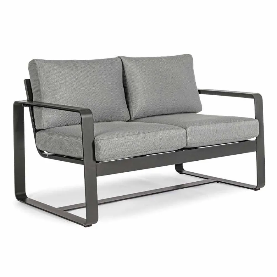 2-Sitzer-Outdoor-Sofa aus Aluminium mit Stoffkissen - Mirea Viadurini