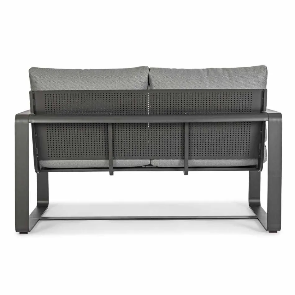2-Sitzer-Outdoor-Sofa aus Aluminium mit Stoffkissen - Mirea Viadurini