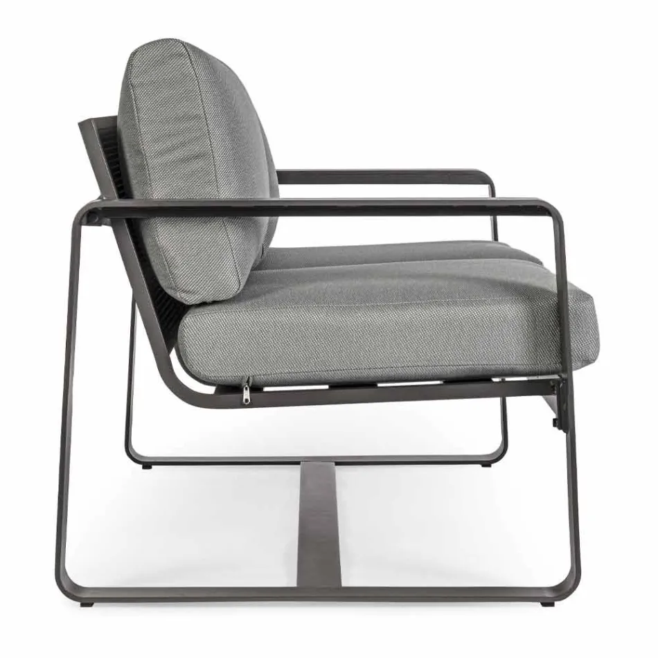 2-Sitzer-Outdoor-Sofa aus Aluminium mit Stoffkissen - Mirea Viadurini