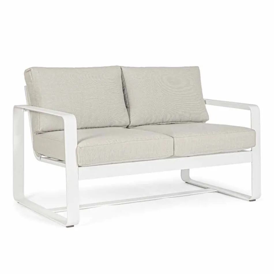 2-Sitzer-Outdoor-Sofa aus Aluminium mit Stoffkissen - Mirea Viadurini