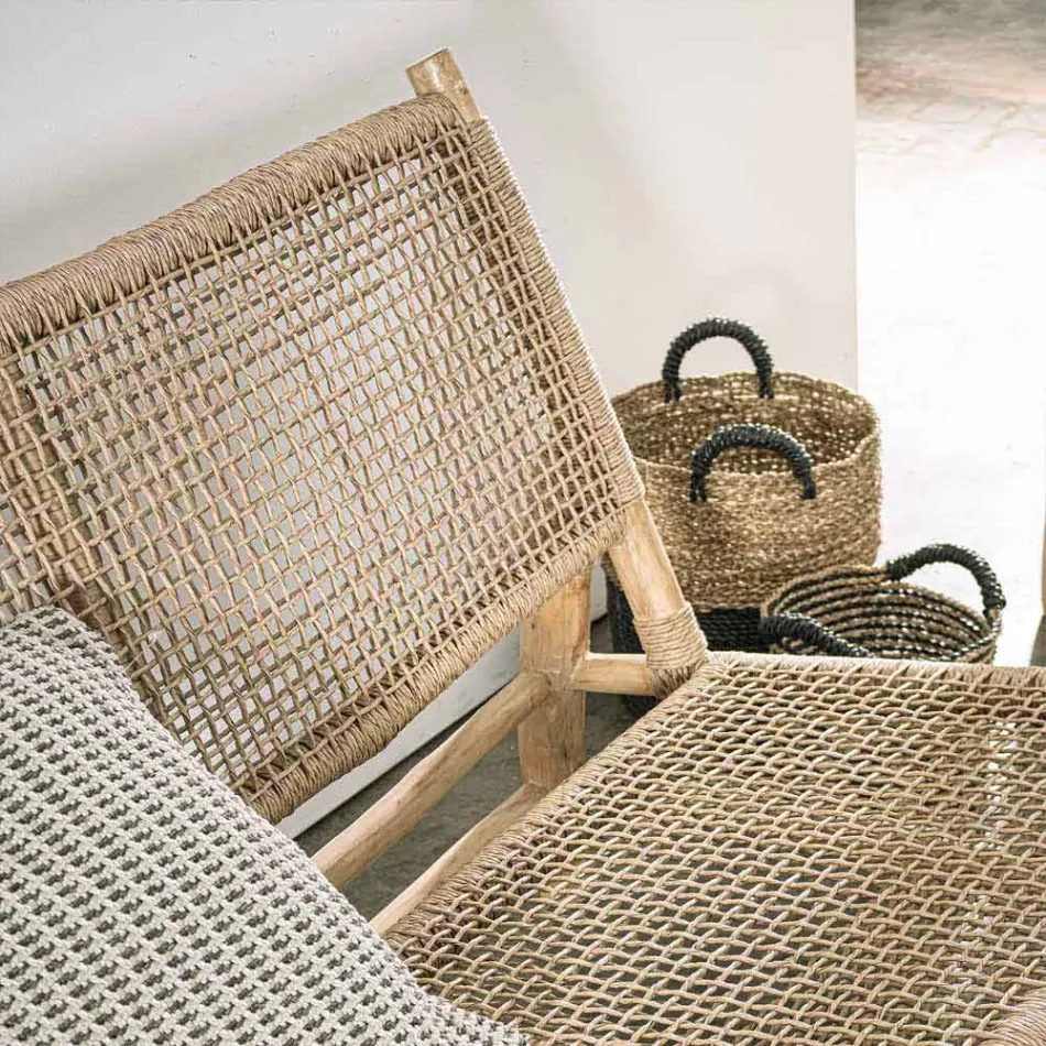 2-Sitzer-Sofa im Freien aus Teakholz und Kunstfaser - Tecno Viadurini