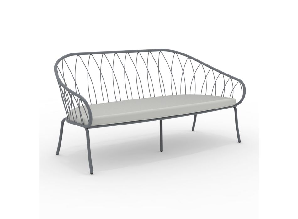 2-Sitzer-Gartensofa aus Metall und Kissen Made in Italy - Fontana Viadurini