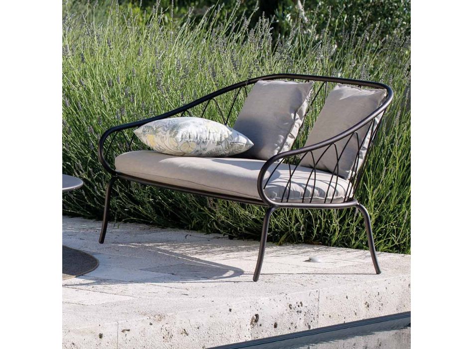 2-Sitzer-Gartensofa aus Metall und Kissen Made in Italy - Fontana Viadurini