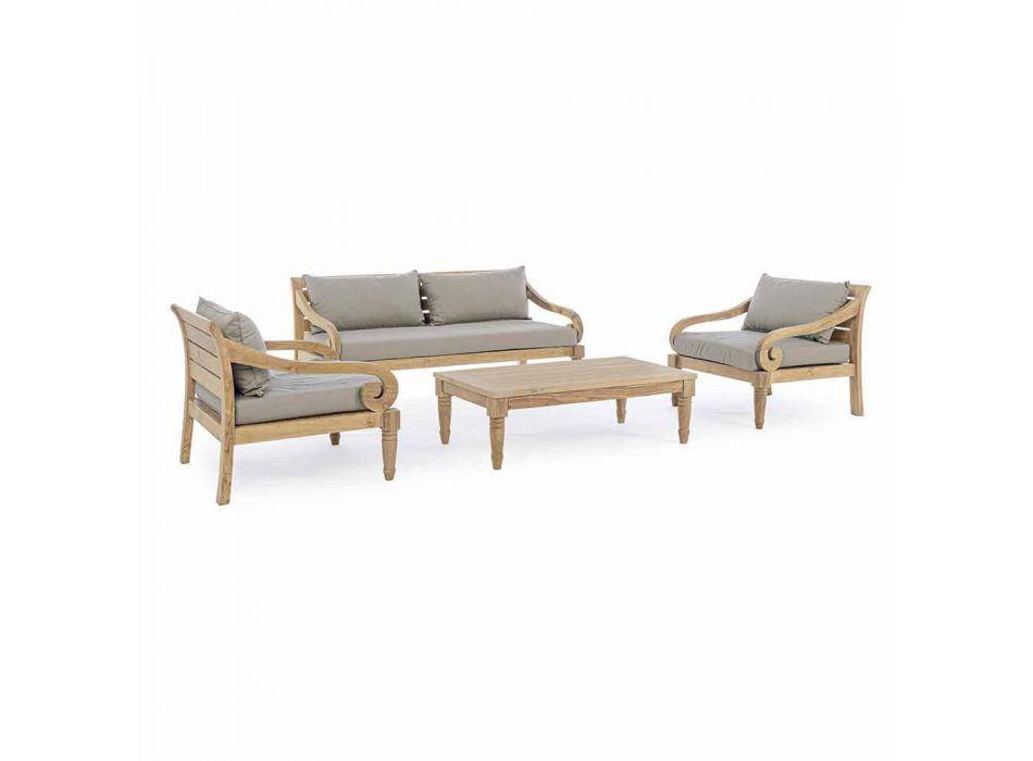 2-Sitzer Gartensofa aus Teakholz mit abnehmbaren Kissen, Homemotion - Harry Viadurini