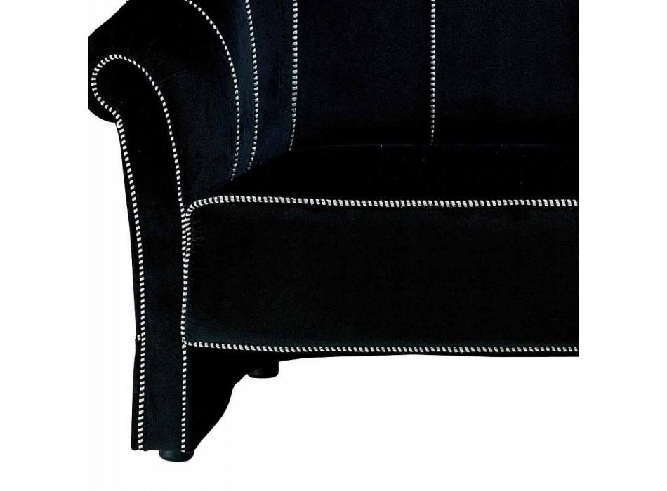 2-Sitzer-Sofa aus schwarzem Samt mit Kontrastnähten Made in Italy - Caster