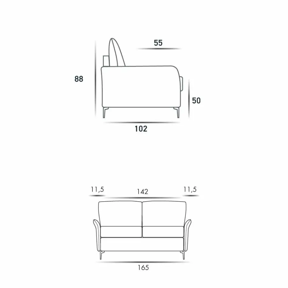 2-Sitzer Maxi L.165cm Kunstleder / Stoff in Italien Erica Viadurini