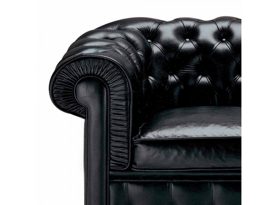 2-Sitzer-Sofa mit Lederbezug und Holzfüßen Made in Italy - Idra Viadurini