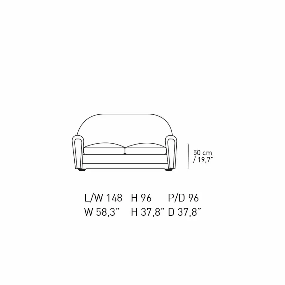 2-Sitzer-Sofa mit Lederbezug und lackierten Füßen Made in Italy - Pegolo Viadurini