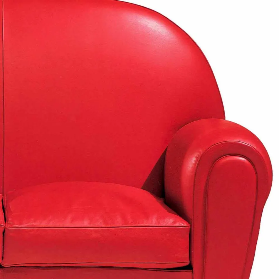 2-Sitzer-Sofa mit Lederbezug und lackierten Füßen Made in Italy - Pegolo Viadurini