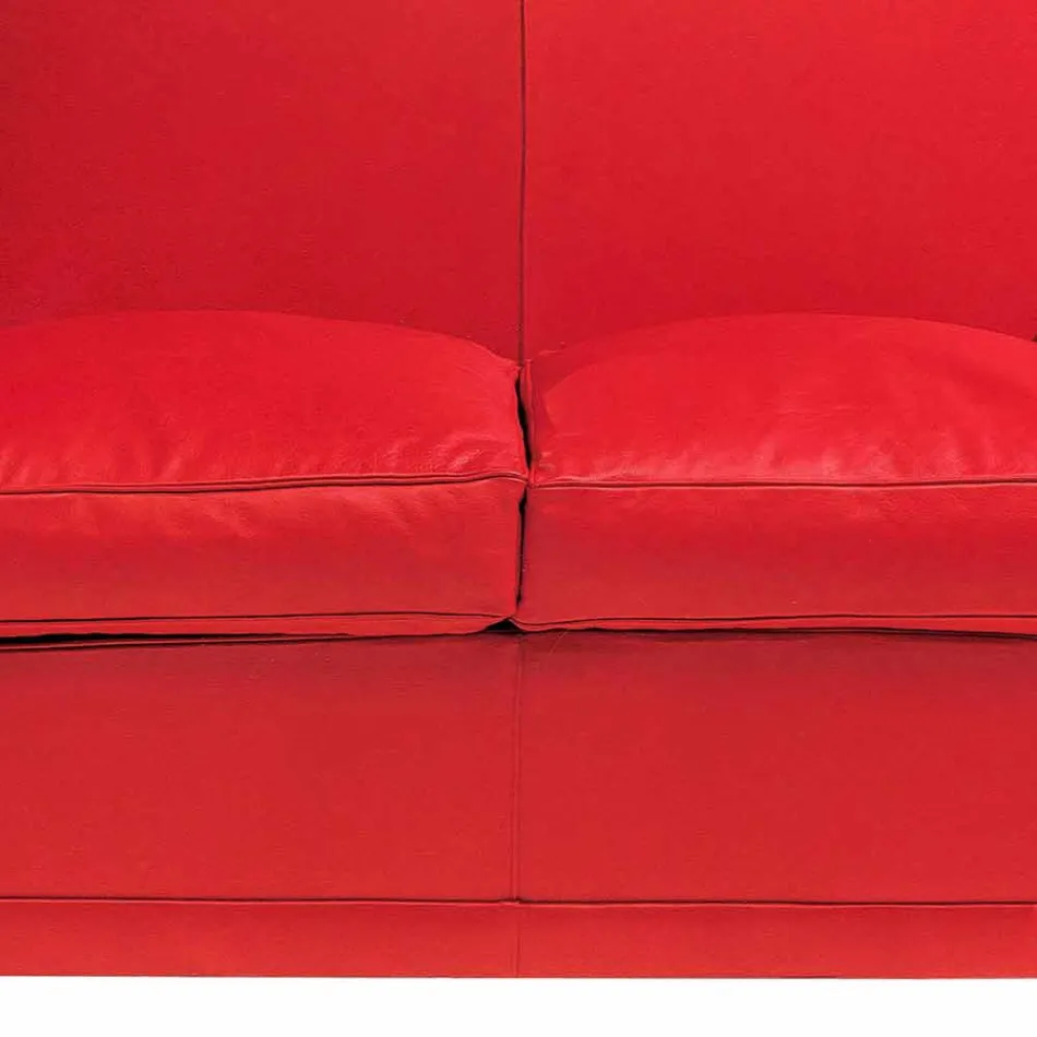 2-Sitzer-Sofa mit Lederbezug und lackierten Füßen Made in Italy - Pegolo Viadurini