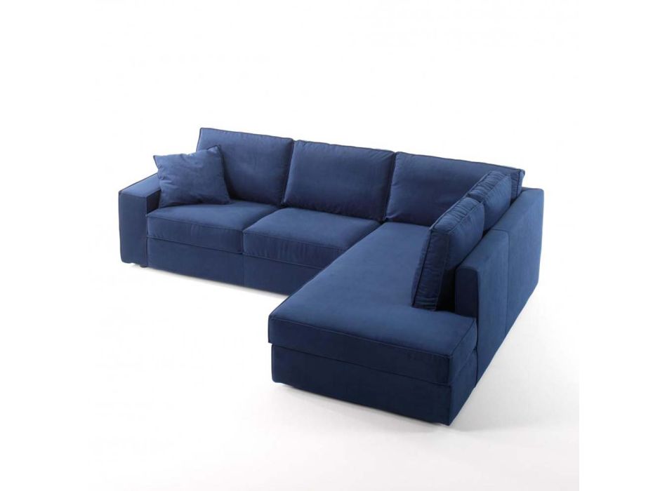 3-Sitzer-Sofa mit Halbinsel aus weißem oder blauem Stoff Made in Italy - Elsass