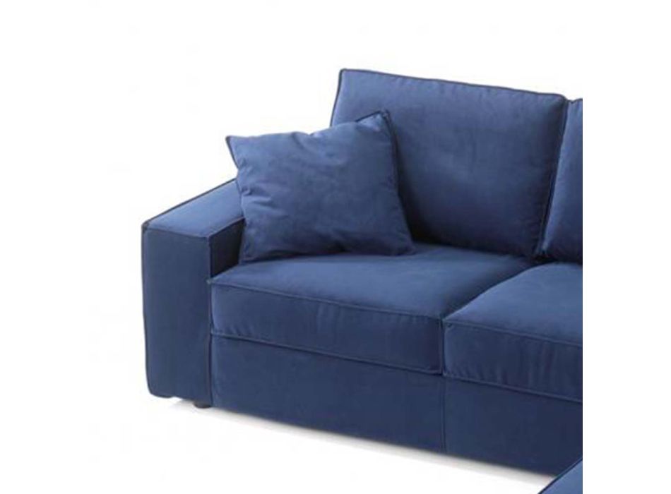3-Sitzer-Sofa mit Halbinsel aus weißem oder blauem Stoff Made in Italy - Elsass Viadurini